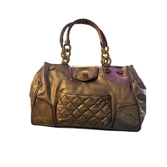 Juicy Couture Handbags - Vintage Juicy Couture Metallic Gold Leather Satchel Y2K P&G Era Bowler Bag